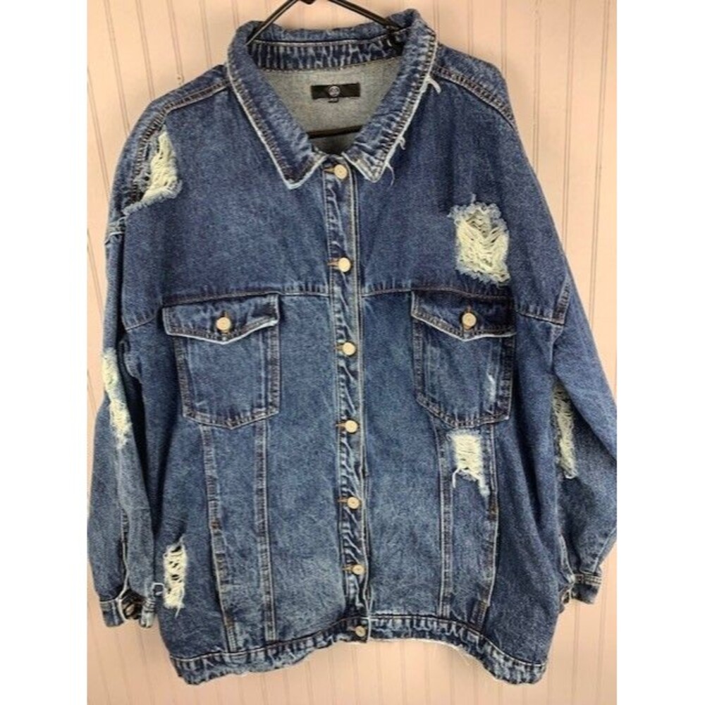 Missguided Size US 18 Womens Jacket Destroyed Denim Jean